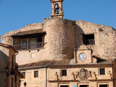 Construction in stone church facade photo