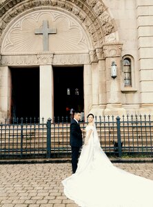Weeding veil church people