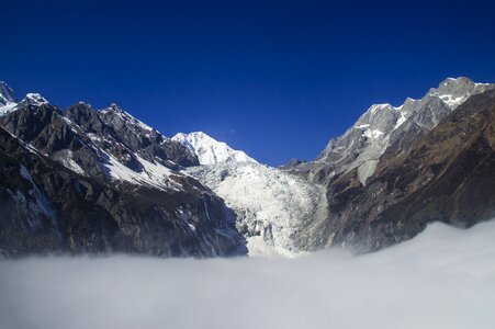 Snow mountain hailuogou scenery photo