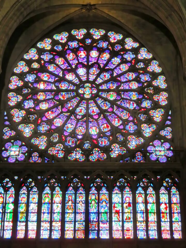 Blue stained glass cathedral