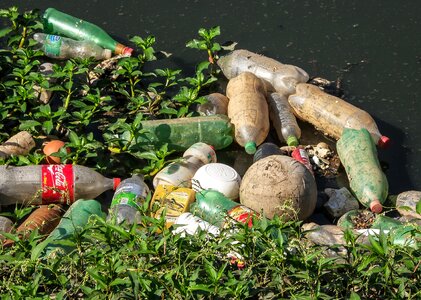 Pollution pet bottle sewer photo