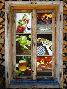 Old window timber façade rustic