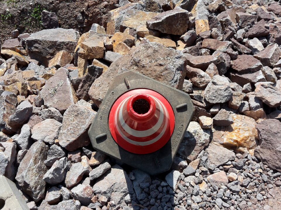 Cones stones asphalt