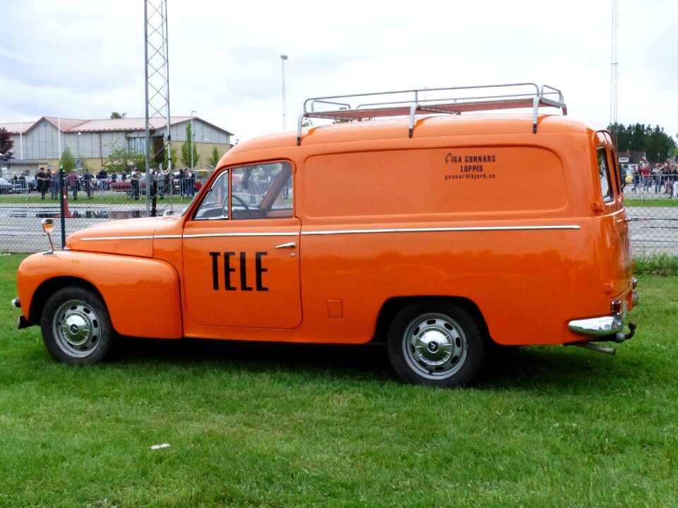 Volvo orange grass