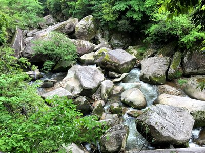 Rock upstream river photo