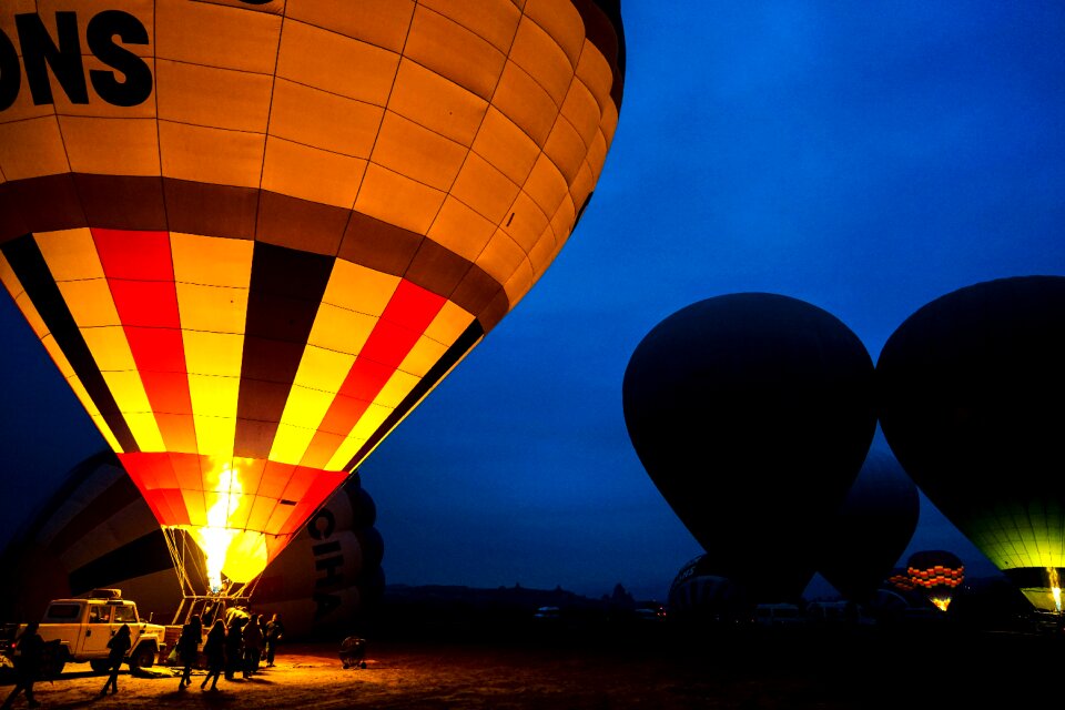 Hot air balloon early in the morning light