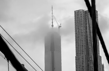 Black and white view brooklyn bridge photo