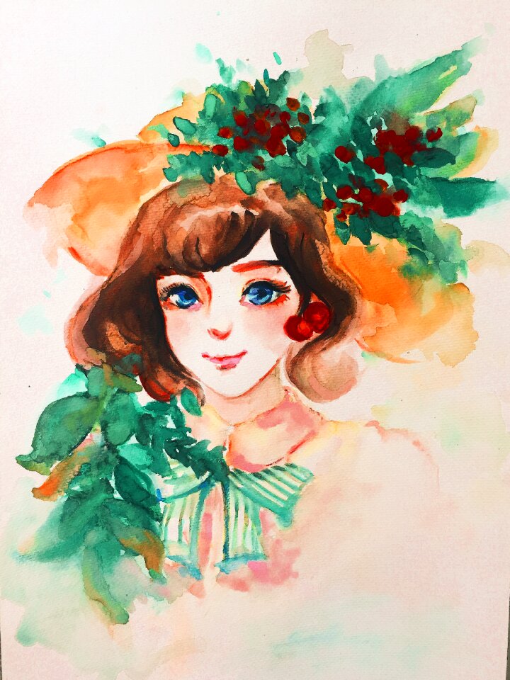 Hand-painted watercolor character