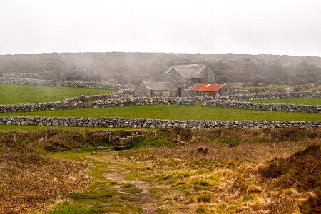 Landscape fog stones photo