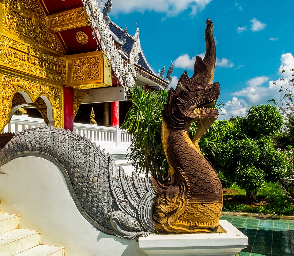 Temple dragon snake staircase north thailand
