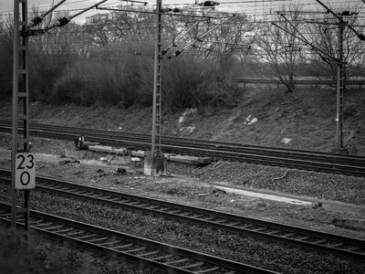 Railway line railway black white photo