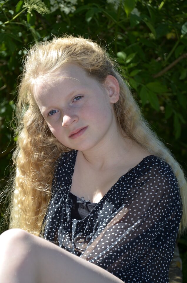 Child long hair face