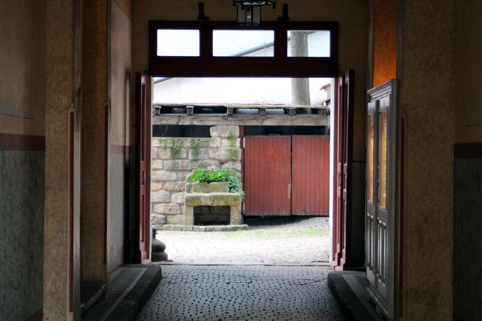Wall wooden gate stone wall