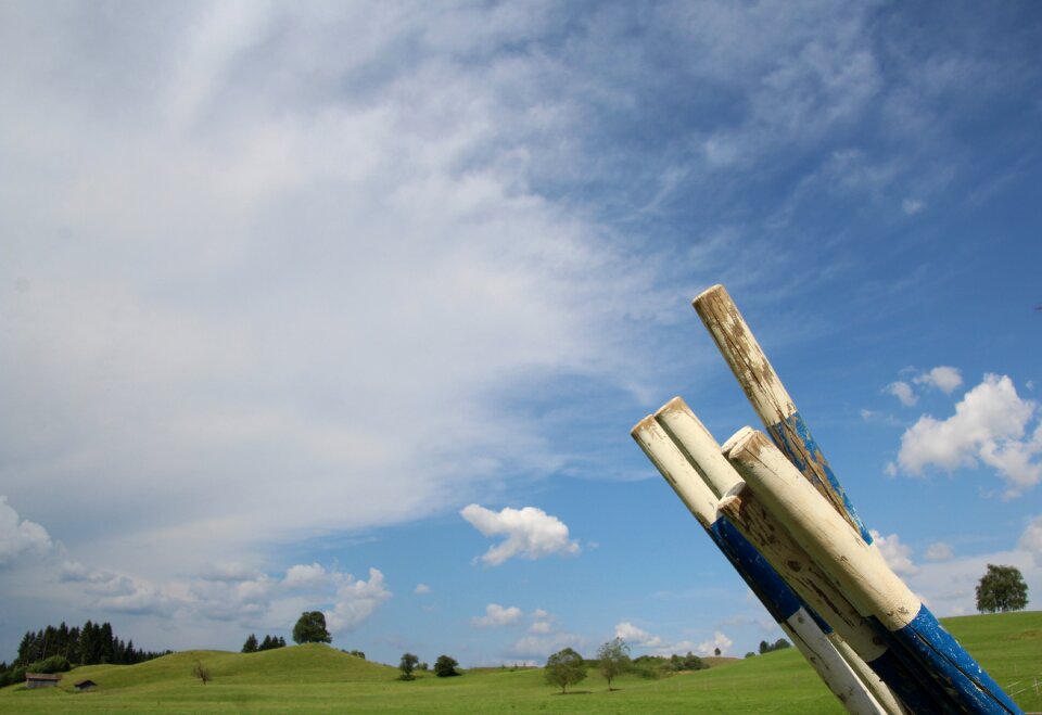 Sky blue white meadow
