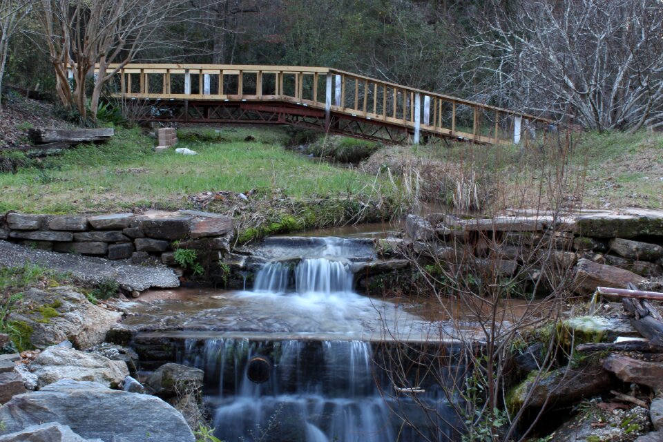 Outdoor gray waterfall