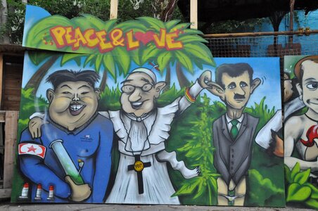 Policy graffiti facade mural