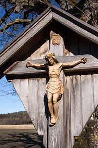 Wayside cross carved wooden cross