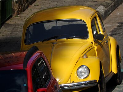 Old car yellow street