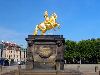 Equestrian statue gold golden rider