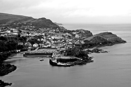 Ilfracombe greyscale devon photo