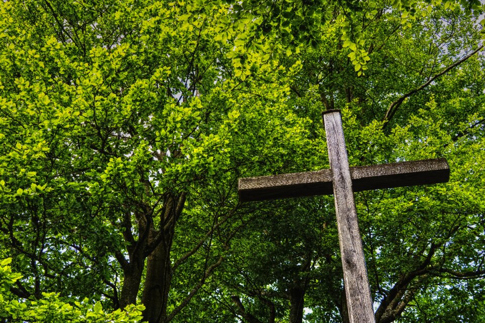 Mountain wooden cross mountaineering