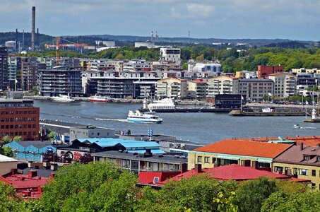 Overlooking the harbour boat big city