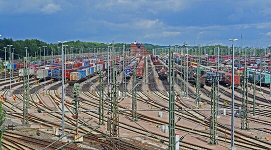 Freight transport container trains installation platforms photo