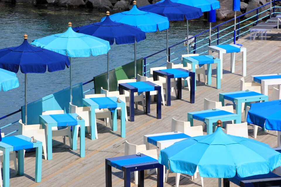 Blue panorama blue umbrella
