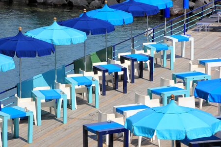 Blue panorama blue umbrella