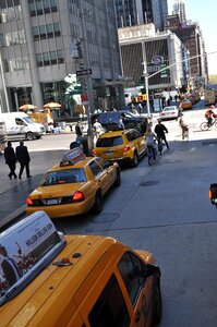 Bike new york yellow cab photo