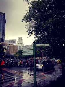 Road signs bangkok rain