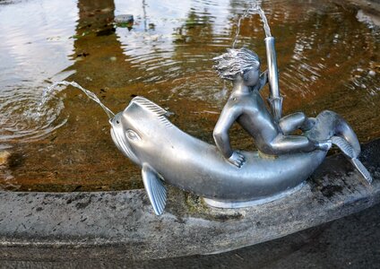 Switzerland summer fountain