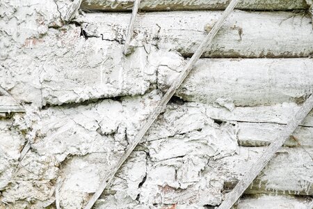 Old plaster wooden beams white photo
