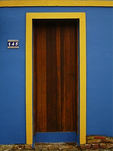 Blue yellow architecture photo