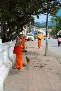 Laos luang prabang monks photo