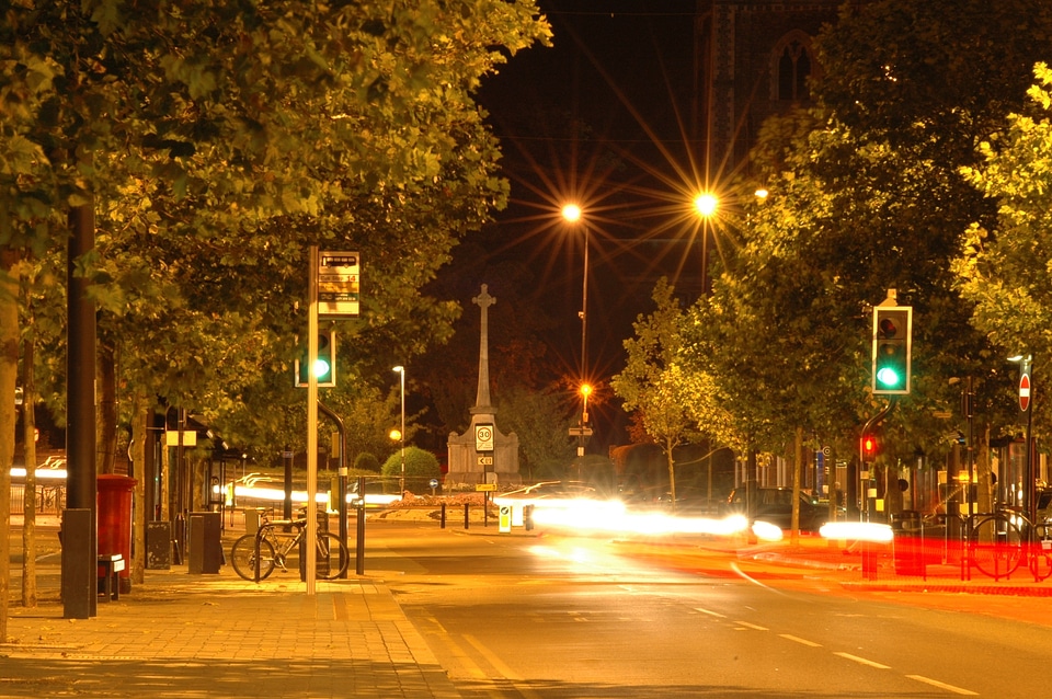 Night downtown empty