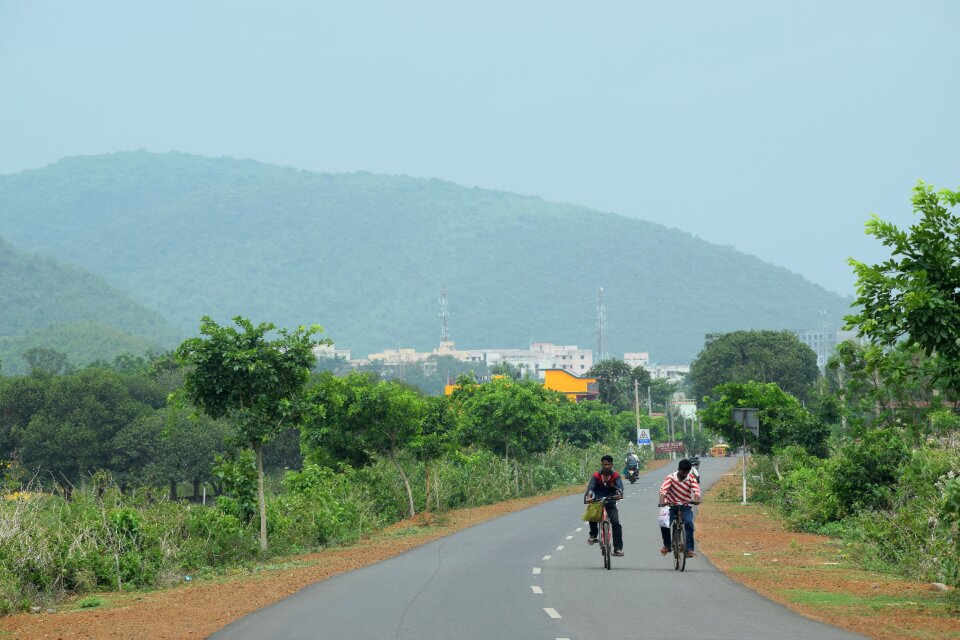Landscape hill cyclist