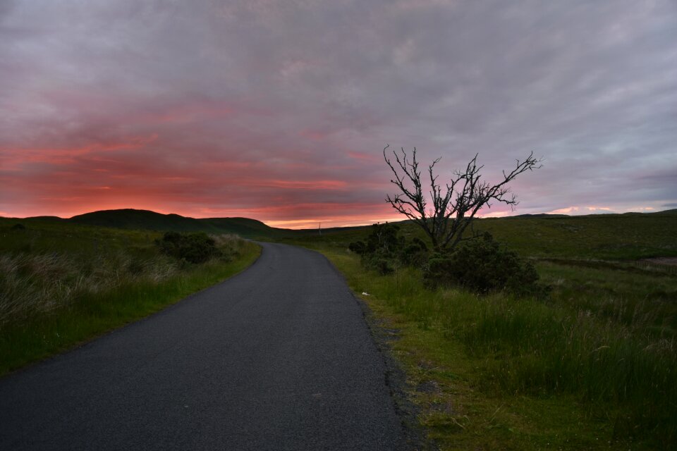 Dusk countryside road