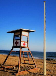 Red cross tower sky photo
