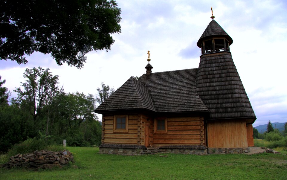Wooden church sacred building old orthodox church