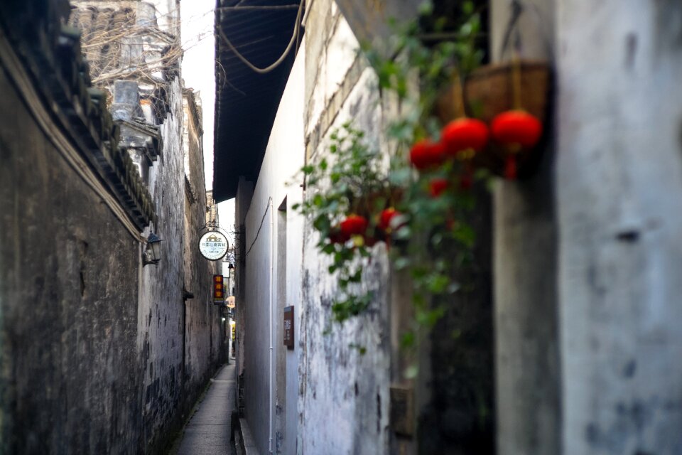 Alley lantern the ancient town
