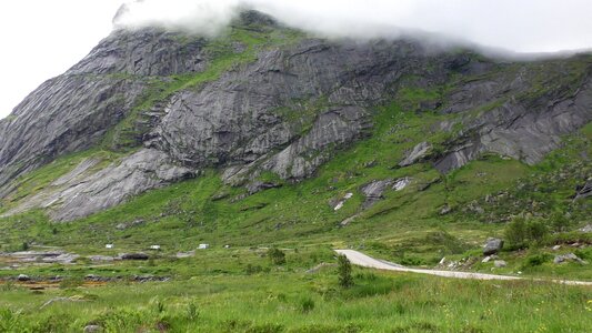 Mountain landscape powerful lofoten photo