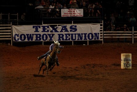 Barrel cowgirl horse photo