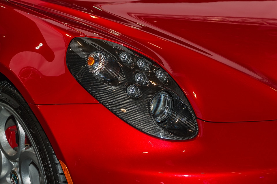 Bright red headlight