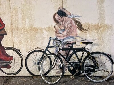 Wall painting bike art