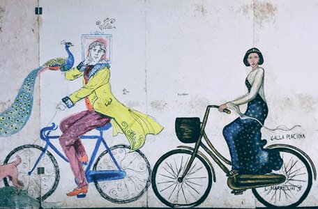 Wall painting bike art