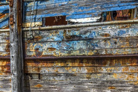 Boat hull peeling paint old boat photo