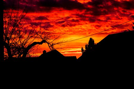 Red sky glow clouds photo