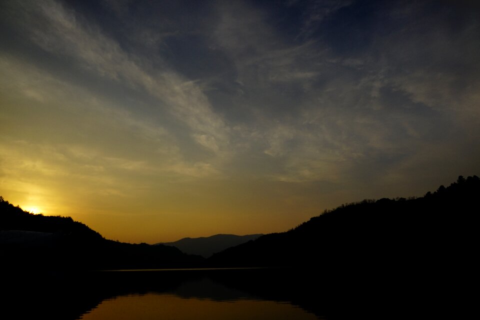 Sky lake landscape reflections