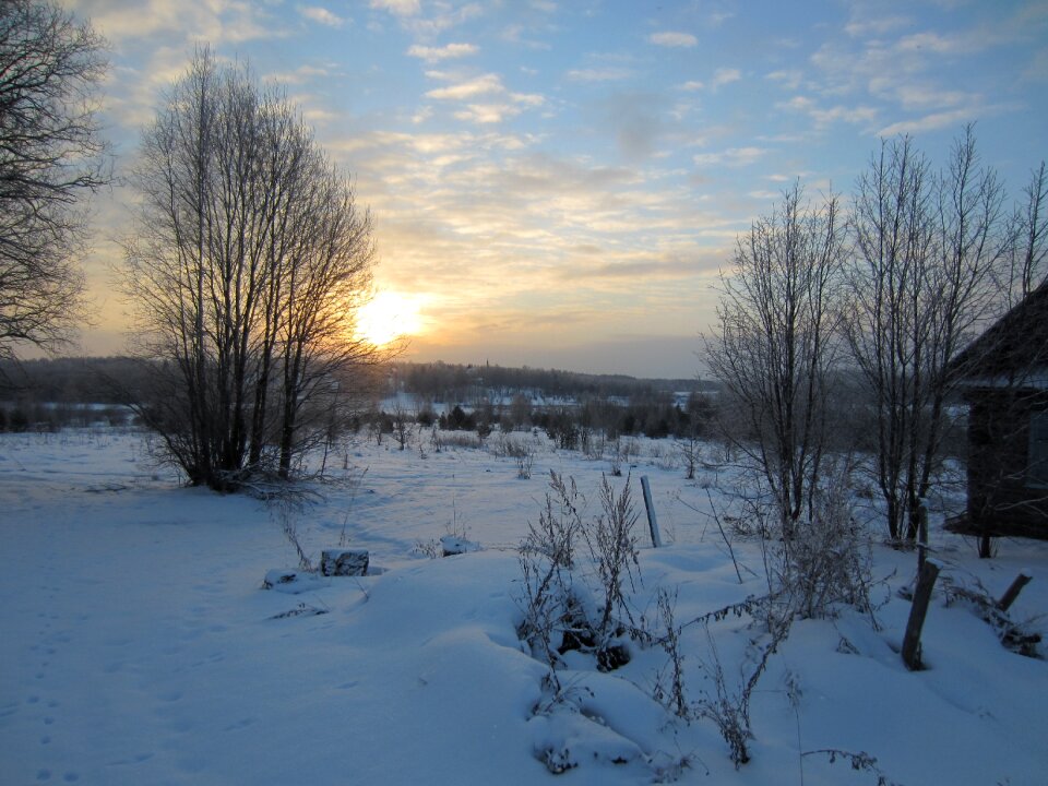 Sunrise early morning snow